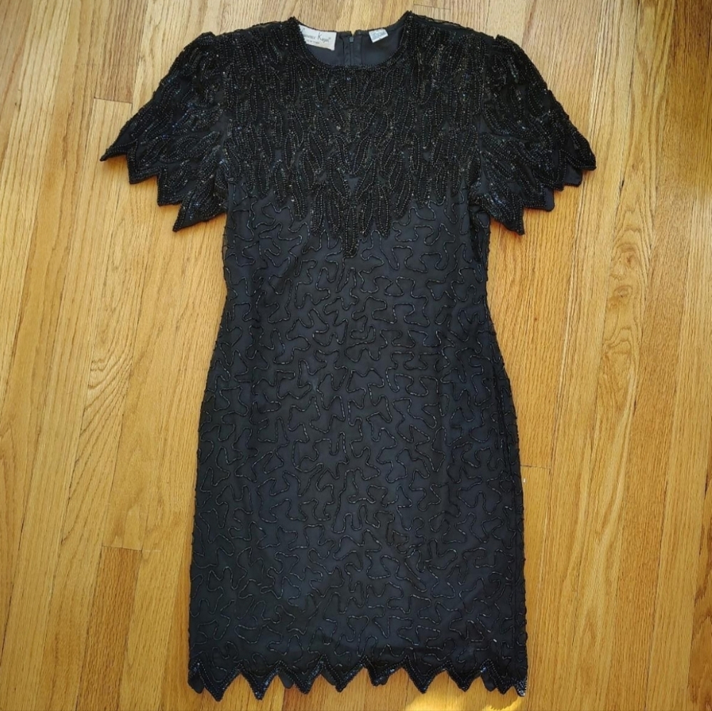 Laurence Kazar Beaded Silk Dress